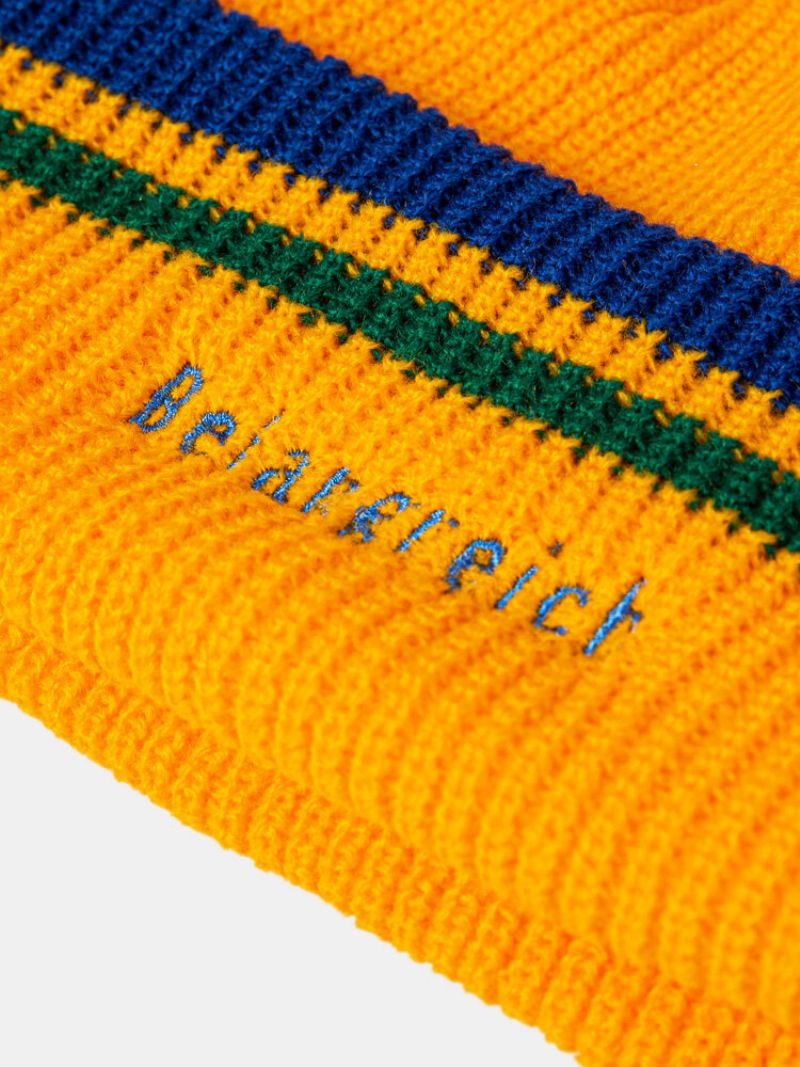 Unisex Strikket Jacquard Fargematchende Stripete Brevbroderi Varme Brimless Beanie Landlord Cap Skull Cap