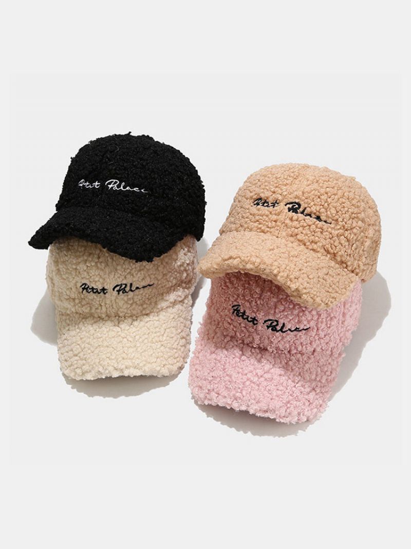 Unisex Teddy Fleece Fortykket Brevbroderi Utendørs Vindtett Varme Baseballcaps