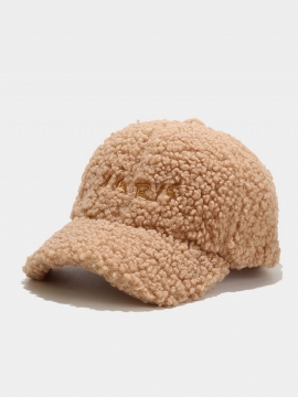 Unisex Teddy Fleece Fortykket Paris Brevbroderi Buet Brem All-match Warm Baseball Cap