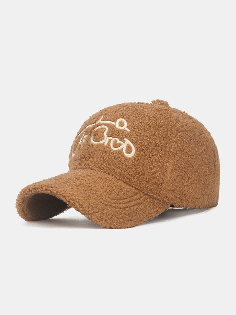 Unisex Teddy Velvet Love Letter Brodery Outdoor All-match Warm Baseball Cap