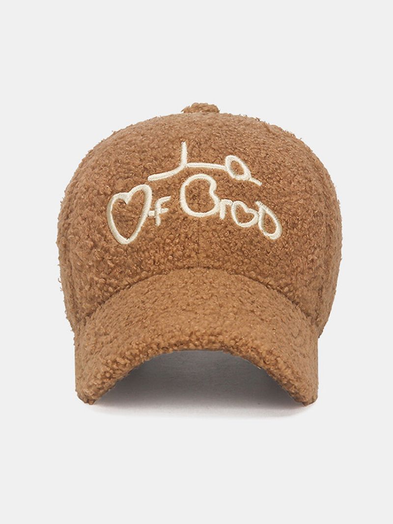 Unisex Teddy Velvet Love Letter Brodery Outdoor All-match Warm Baseball Cap