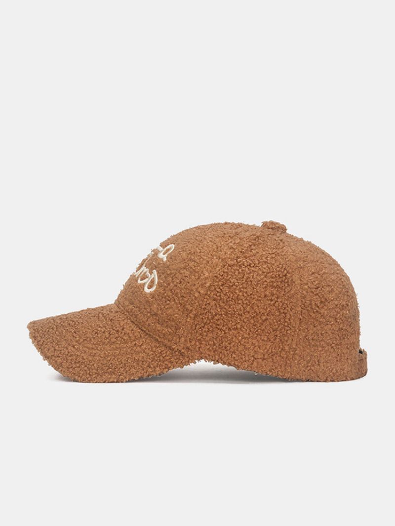 Unisex Teddy Velvet Love Letter Brodery Outdoor All-match Warm Baseball Cap