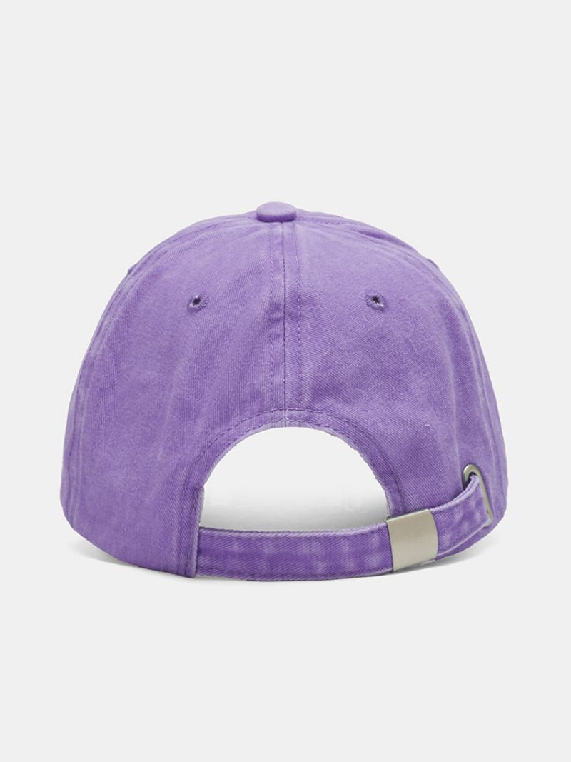 Unisex-vasket Gammel Bomull Ensfarge Brutt Hull Brevbroderi Baseballcap