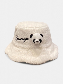 Vinter-ol Beijing 2023 Unisex Plysjbokstavbroderi Pandadukke Dekorert All-match Warm Bucket Hat