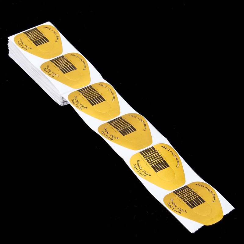 100 Stk Nail Form Sticker Large Gold Extension Guide Akryltips Uv Gel