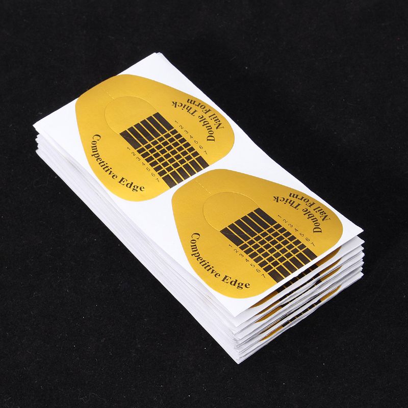 100 Stk Nail Form Sticker Large Gold Extension Guide Akryltips Uv Gel