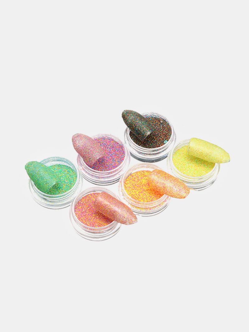 12 Blandede Farger Nail Powder Dust Gradient Color Manikyr Negler Leppe Diy Dekorasjon