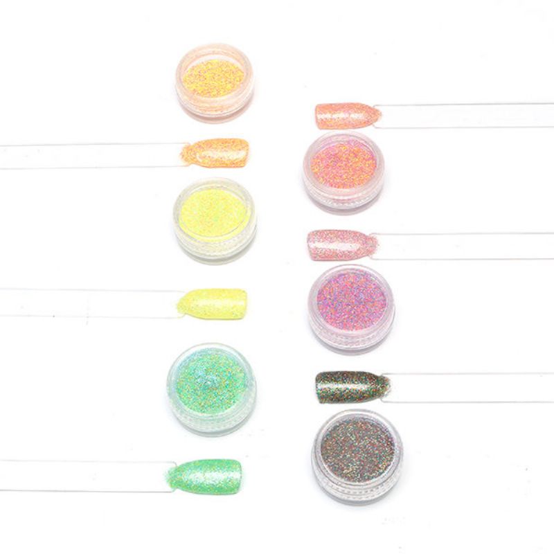 12 Blandede Farger Nail Powder Dust Gradient Color Manikyr Negler Leppe Diy Dekorasjon