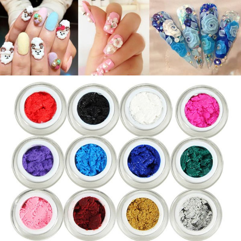 12 Farger 3d Carving Uv Gel Kit Skulptur Nail Art Design Diy Manikyr