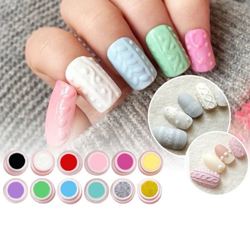 12 Farger 3d Utskåret Uv Gel Polish Builder Nail Art Diy Maling Kreativ Manikyr