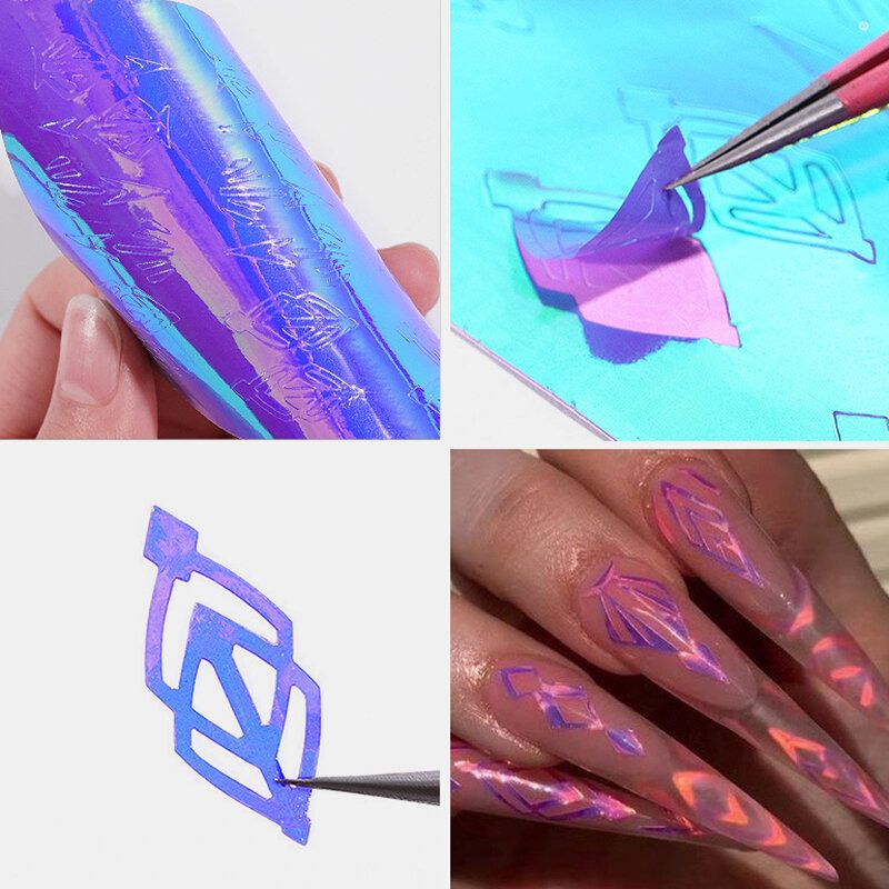 13 Farger Nail Flame Stickers Kit 3d Laser Diamond Curve Back Gum Manikyr Art
