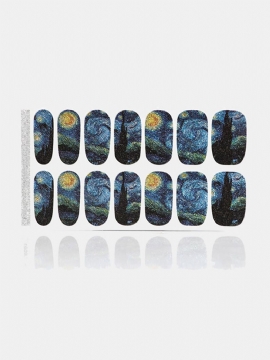 14 Stk/sett Neglelakkklistremerke Stjernehimmel Negleklistremerke Nail Art Decor Full Wraps Manikyr