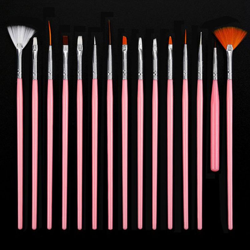 15 Stk Nail Art Børster Sett Diy Malepenn Falske Negler Tips Uv Gel Polish Tools