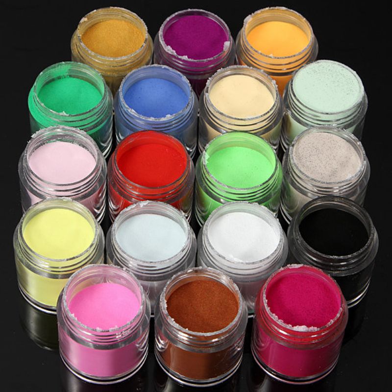 18 Farger Akryl Uv Powder Dust Glitter Polish Nail Art Sett