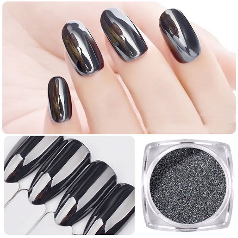 1g Magic Mirror Black Nail Glitter Powder Glatte Negler Art Krom Pigment Støv Manikyr Diy Decorati