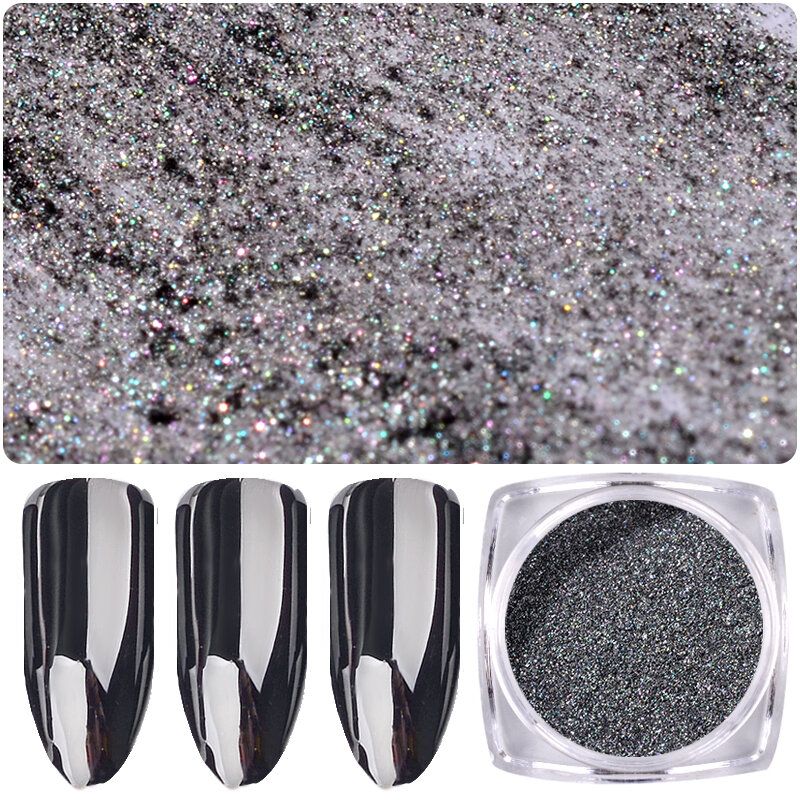 1g Magic Mirror Black Nail Glitter Powder Glatte Negler Art Krom Pigment Støv Manikyr Diy Decorati