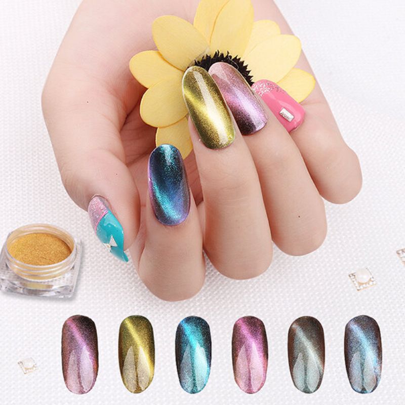 3d Cat Eye Magnet Nail Powder Magnetisk Glitter Dust Manikyr Nails Art Pigment Dekorasjon