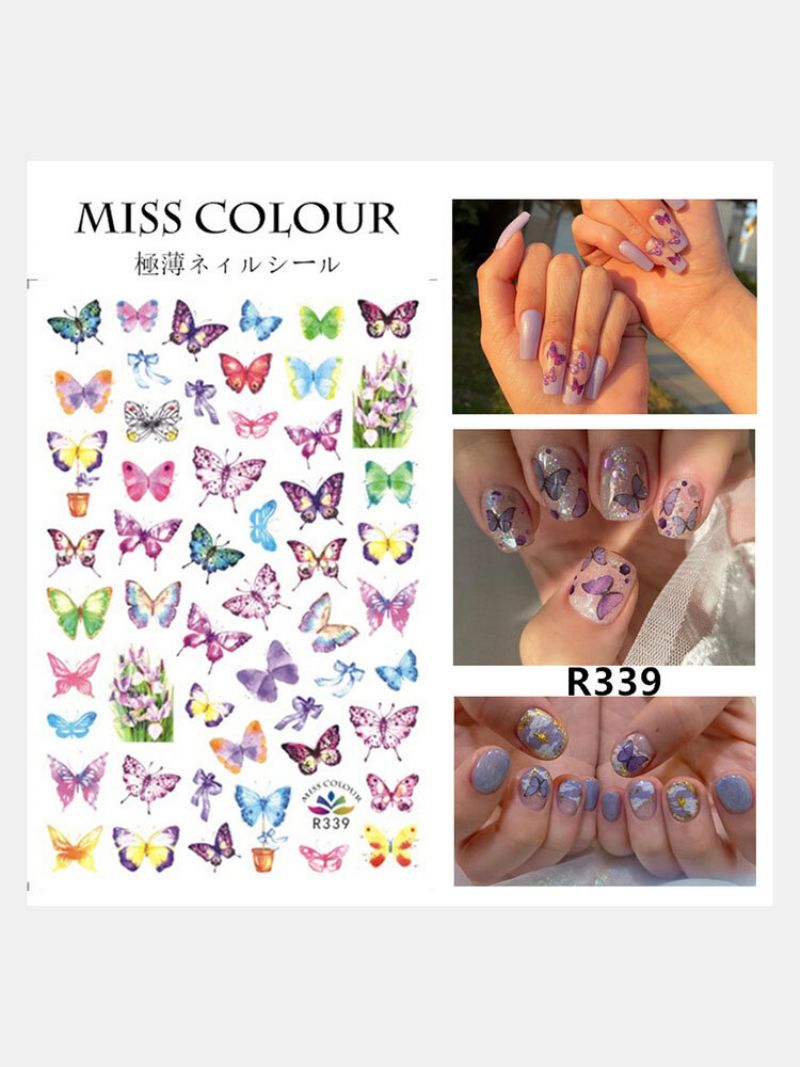 3d Fargerike Vanntett Butterfly Nail Art Stickers Vannmerke Diy Tips Decals Manikyr