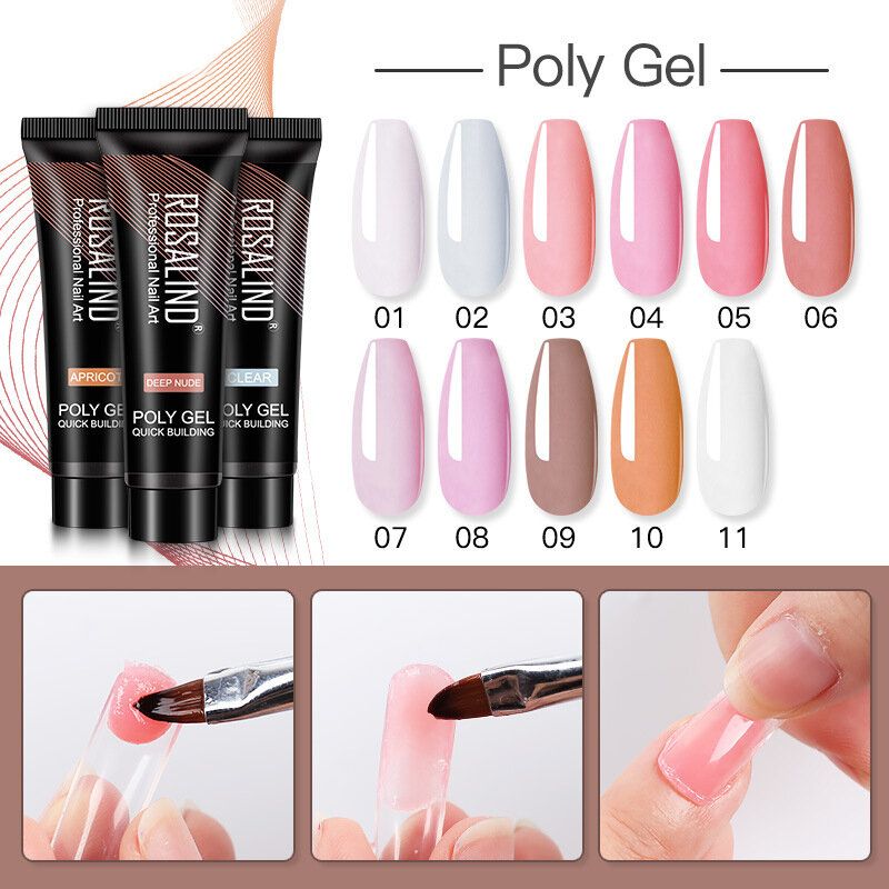 5 Stk Poly Nail Gel Kit Profesjonelt Art Design Decorations Extension Neglelakksett