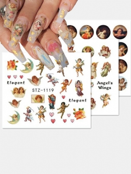 8 Stk Nail Art Stickers Retro Cupid Eros Water Transfer Decals Manikyrverktøy