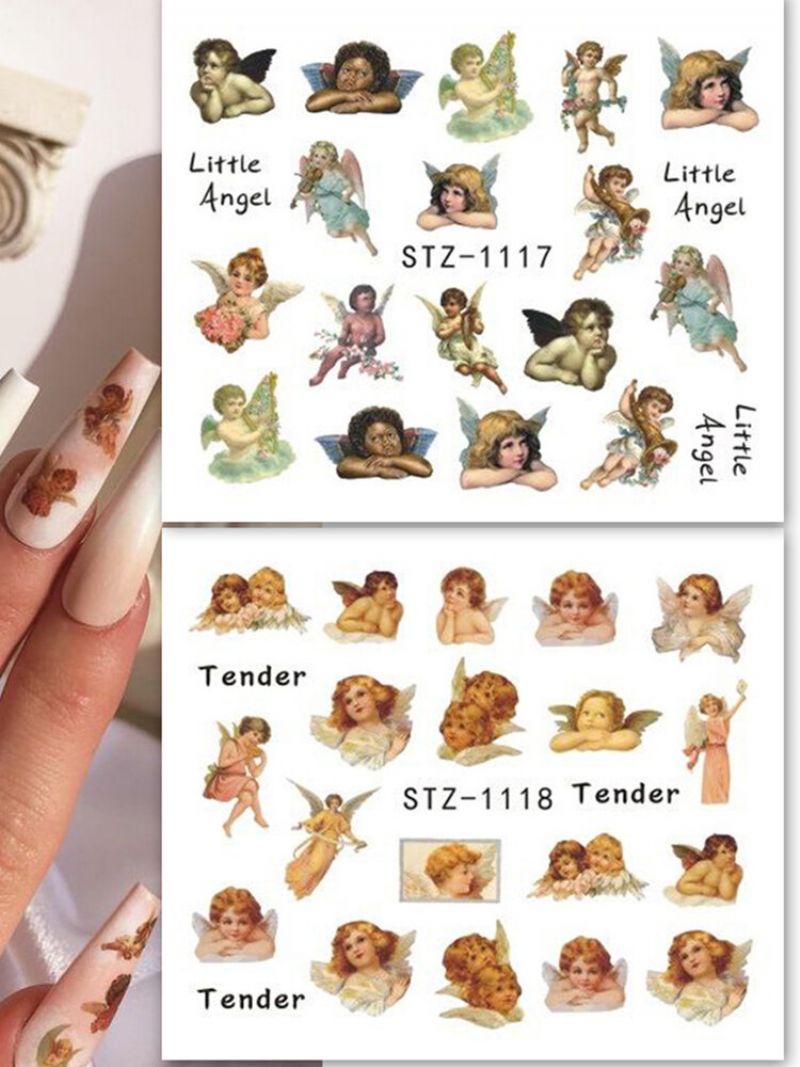 8 Stk Nail Art Stickers Retro Cupid Eros Water Transfer Decals Manikyrverktøy