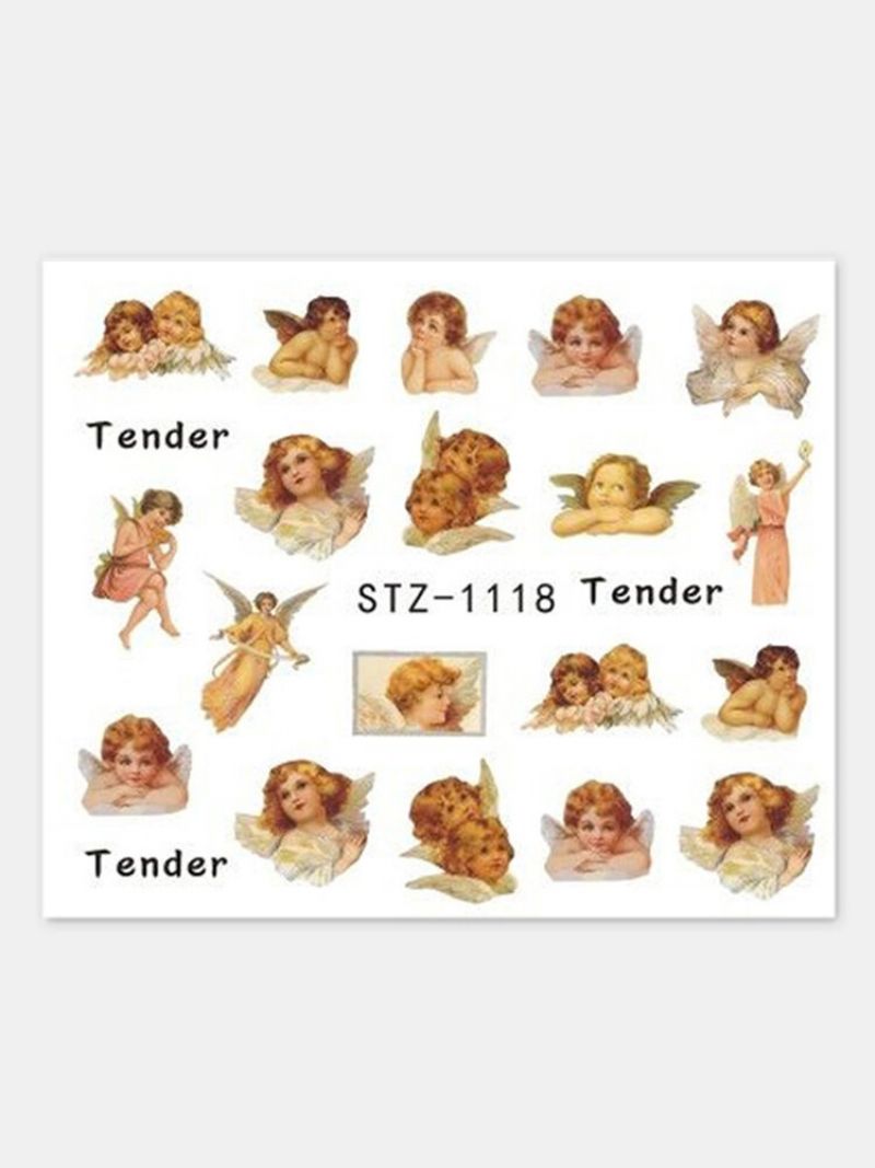 8 Stk Nail Art Stickers Retro Cupid Eros Water Transfer Decals Manikyrverktøy