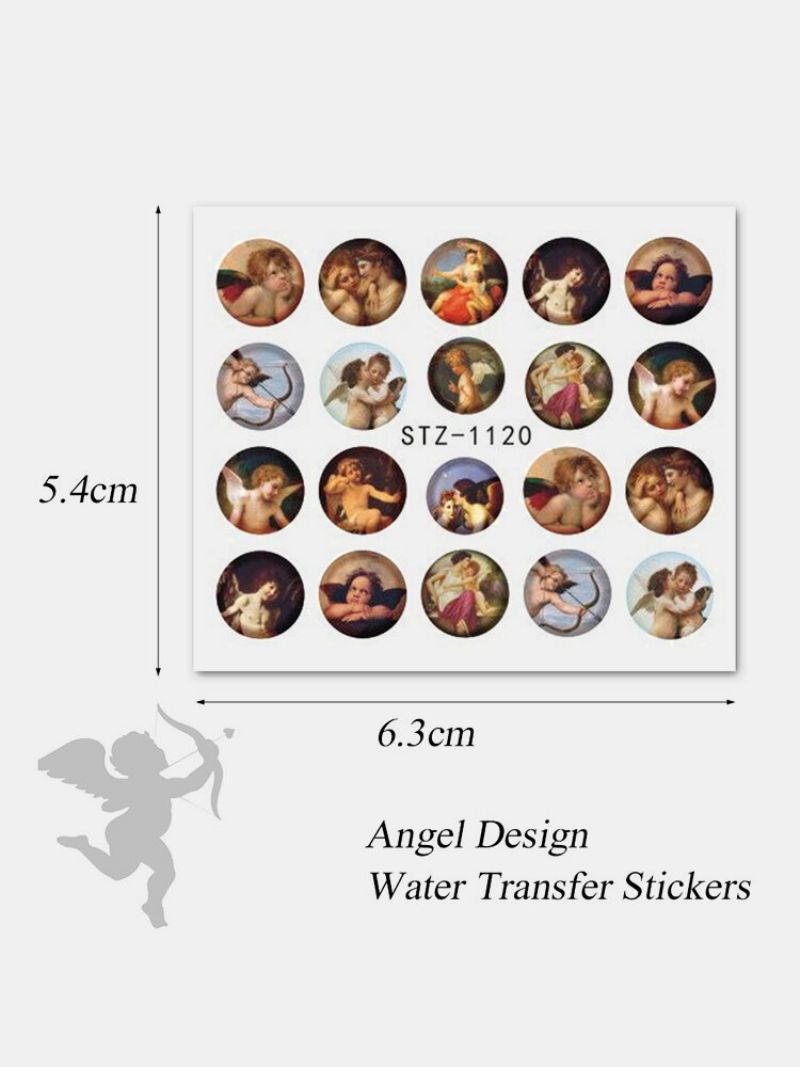 8 Stk Nail Art Stickers Retro Cupid Eros Water Transfer Decals Manikyrverktøy