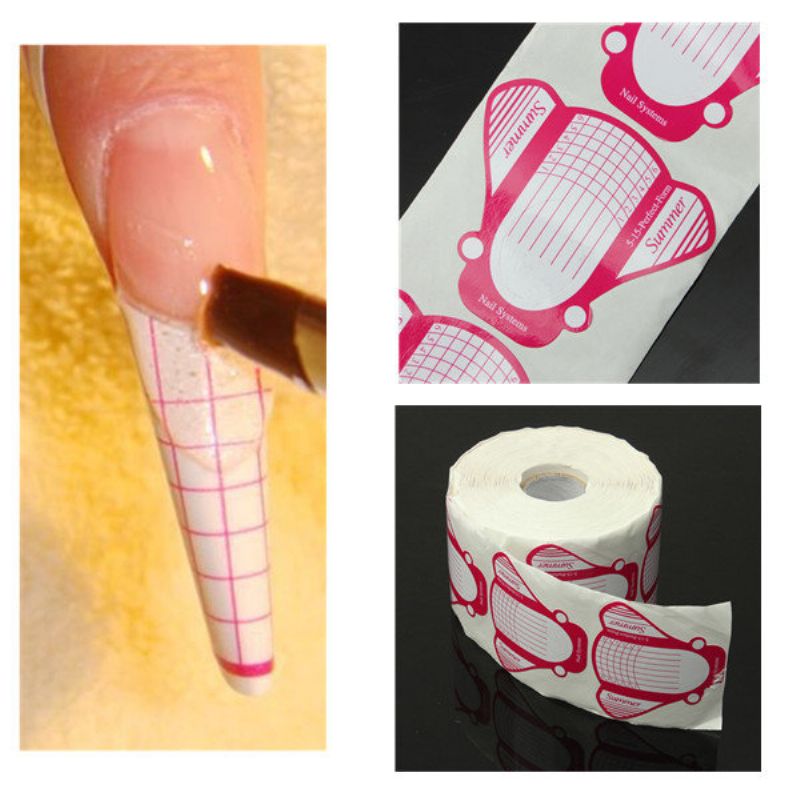 Dancingneil 500 Stk Roll Gel Akryl Nail Extension Selvklebende Guide Form Paper Stickers