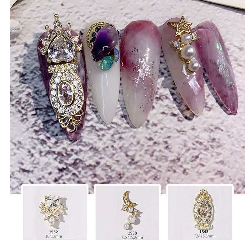 Diy Trendy Lys Luksus Nail Art-dekorasjoner Zircon Metall Micro Inlay Flash Rhinestone Phototherapy Negler