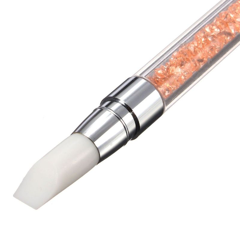 Dobbel-ende Shiny Diamond Silica Gel Nail Art Exfoliating Pusher