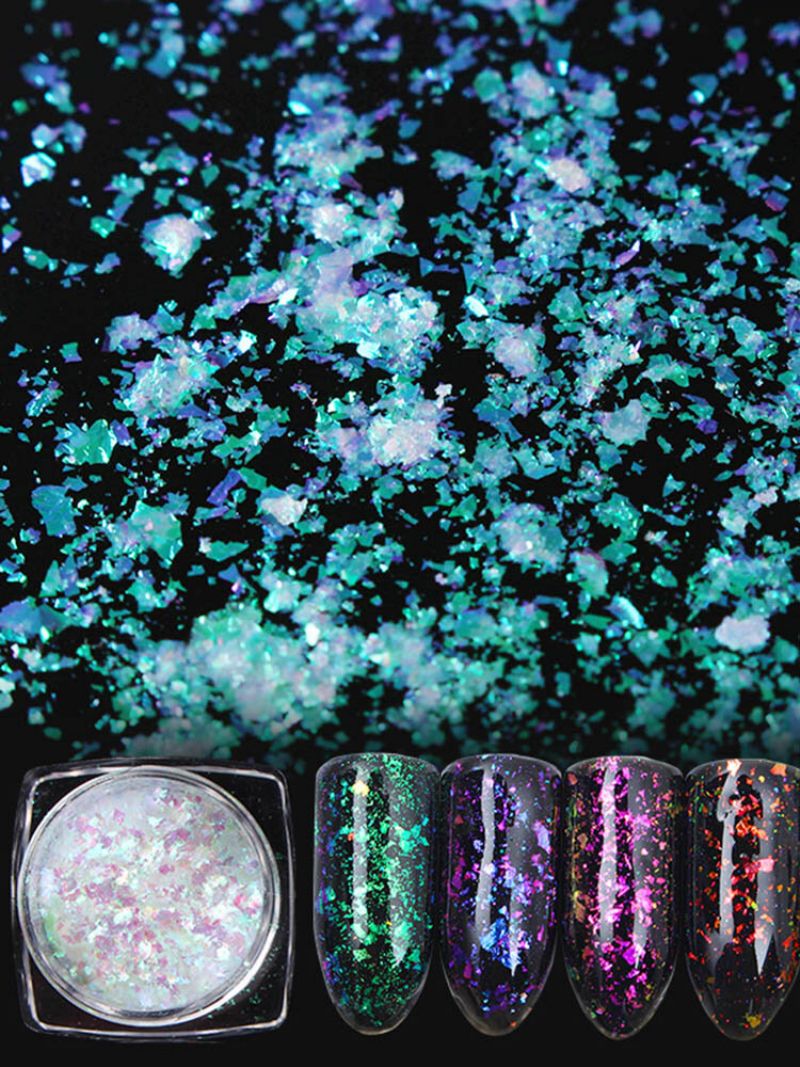 Gjennomsiktig Chameleon Nail Powder Flakes Multichrome Bling Shimmer Art Glitter