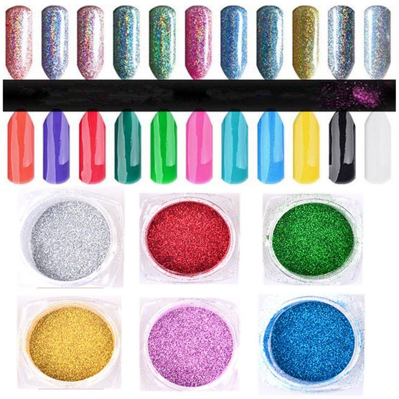 Metallisk Speil Powder Nail Glitrer Støv Krom Pigment 6 Farger