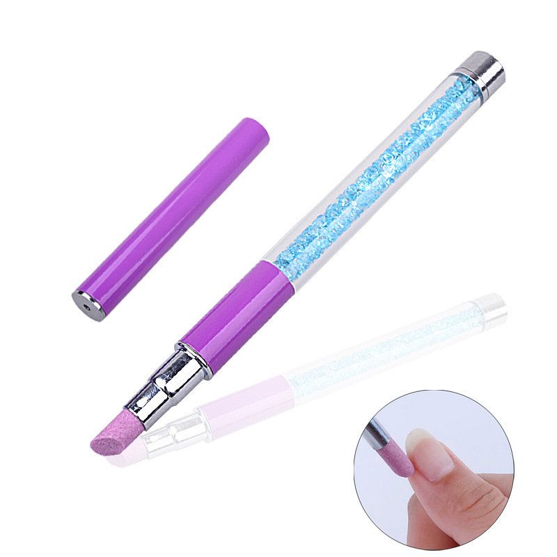 Nail Pusher Dead Skin Remover Cuticle Crystal Clean Pen Manikyrverktøy