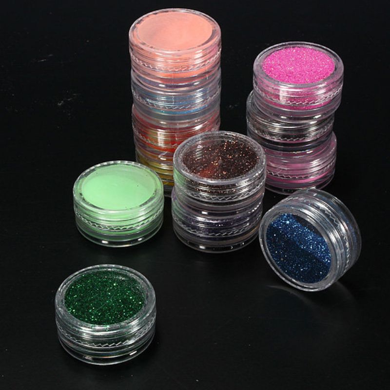 Profesjonell Glitter Akryl Powder Brush Pincet Primer Nail Art Tips Sett