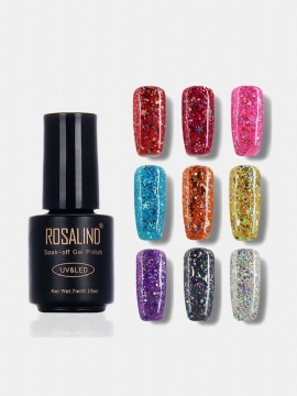 Rosalind 12 Farger Uv Gel Polish Glitter Paljetter Soak Off Uv Led Lampe Nail Art Langvarig 7ml