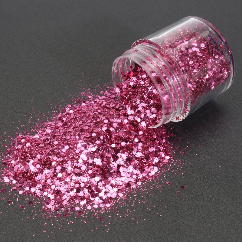 Rose Rød Skinnende Blandet Glitter Pulver Paljetter Negledekorasjon Støv Havfrueeffekt