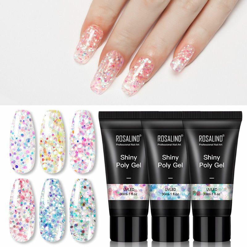 Shiny Poly Glitter Extension Gel Nails Art Design Semi Permanent Uv Gel Builder Alt For Manikyr Gellak Nail Gel