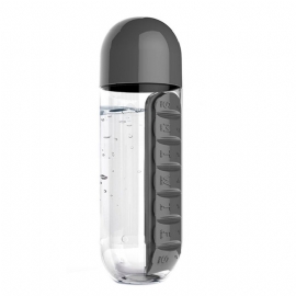 Creative Bærbar Luktfri Vannflaske Med Avtakbart Pilleetui To-i-ett Pilleboks Forseglet Plastdrikkeflaske