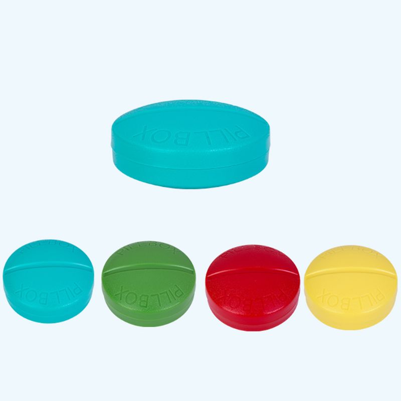 Macaron Color Round 4 Section Pill Box Portable Small Week Travel Dispensing Drug Storage Mini Box