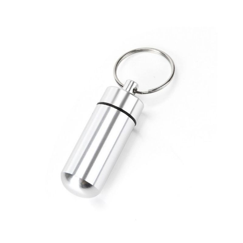 Mini Aluminiumslegering Pillefob Vanntett Pilleholder Med Nøkkelring For Utendørs Camping Og Reiser 2 Stk