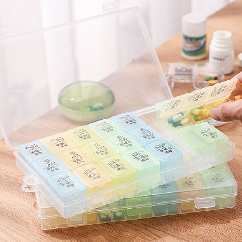 Ukentlig Clear Pill Organizer Stor Rundreisepåminnelse Om Medisinering Med 7 Rom