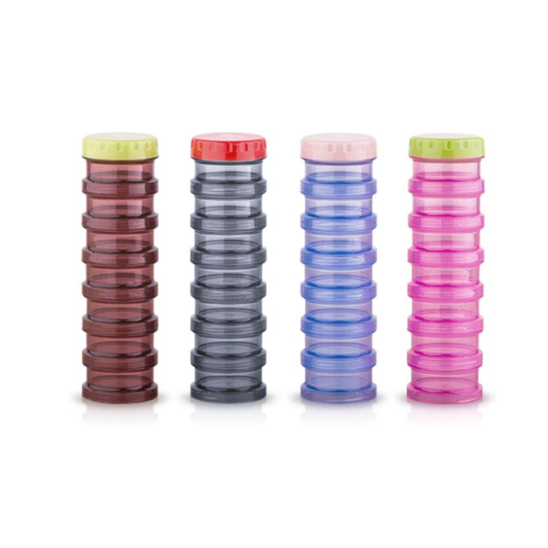 Ukentlig Pill Organizer Box Bærbar Stor Størrelse Forseglet Pille Etui Separat Protein Powder Mini 7 Lag