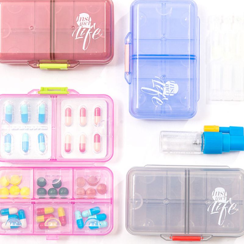 Ukentlig Pocket Pill Organizer Vitaminer Piller Holder Dispenser Reiseplanlegger Forretningsreise Medisinbeholder