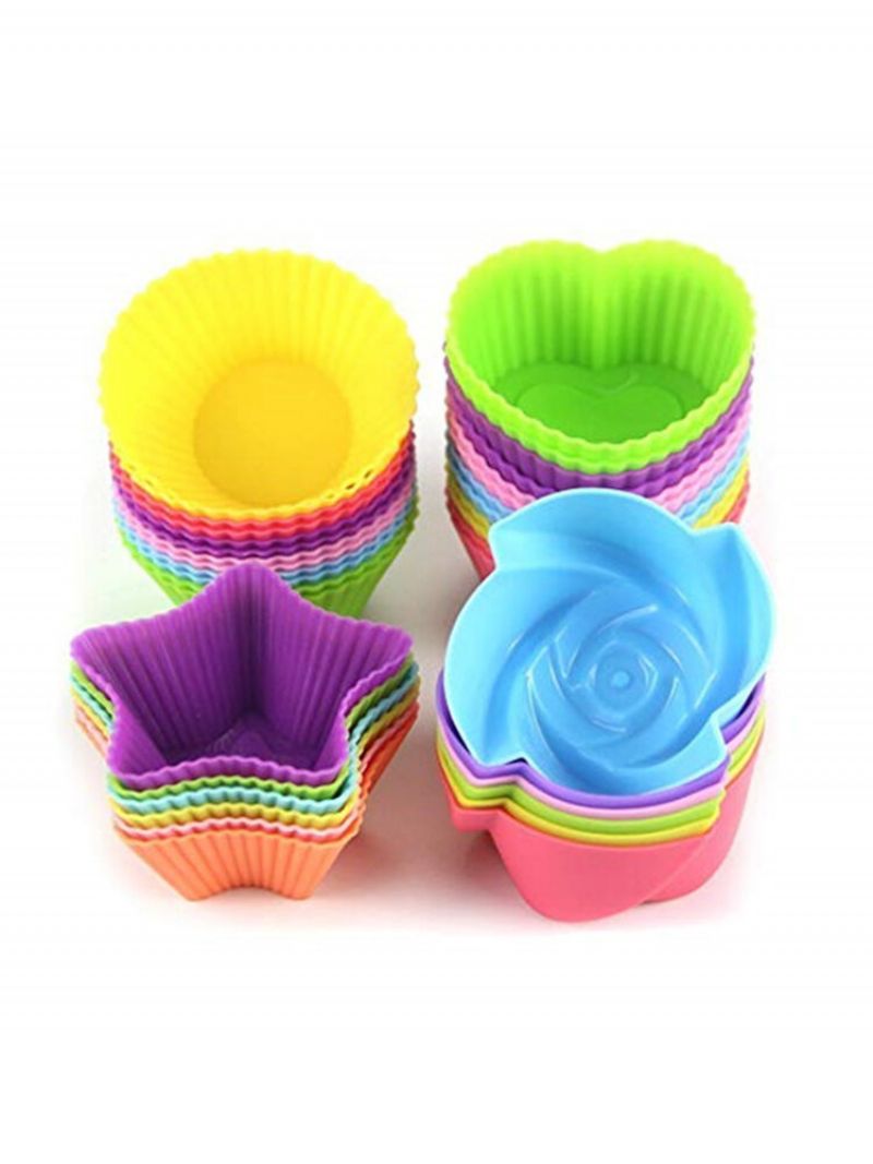 1 Stk Silikon Cupcake Liners Gjenbrukbare Bakekopper Nonstick Easy Clean Muffinsformer 4 Former