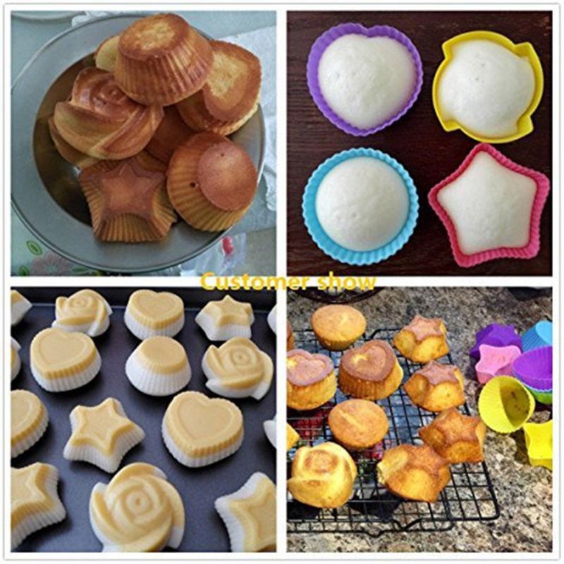 1 Stk Silikon Cupcake Liners Gjenbrukbare Bakekopper Nonstick Easy Clean Muffinsformer 4 Former