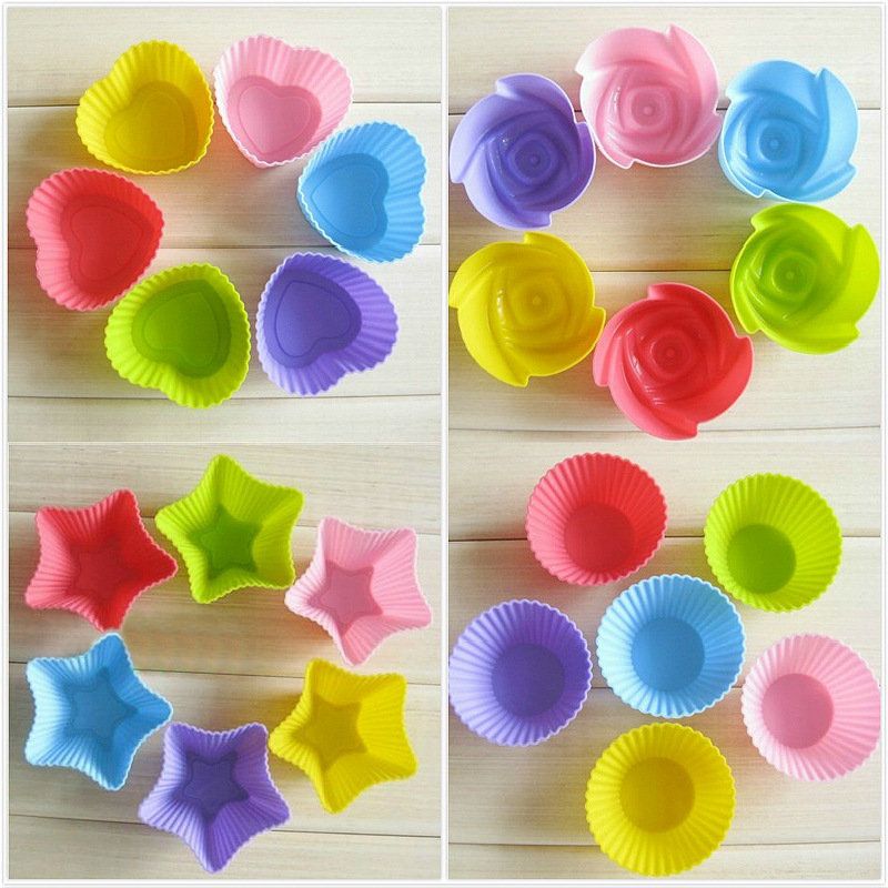 1 Stk Silikon Cupcake Liners Gjenbrukbare Bakekopper Nonstick Easy Clean Muffinsformer 4 Former