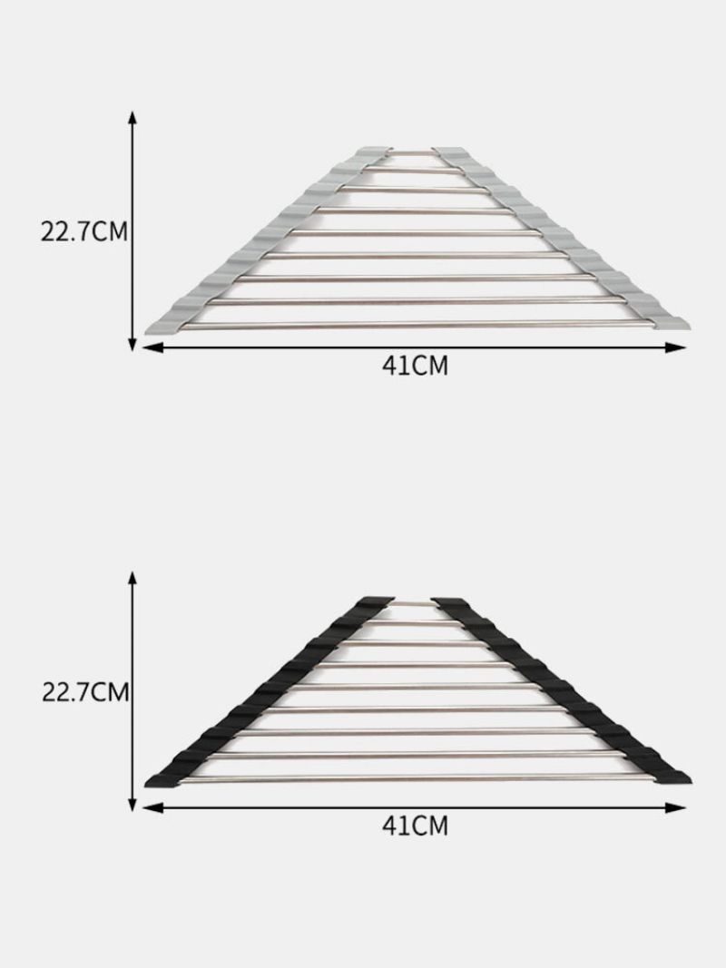 1 Stk Triangel Oppvasktørkestativ For Vask Hjørne Roll Up Caddy Svampholder Sammenleggbar Rustfritt Stål Oppvaskmaskin Kjøkkentilbehør