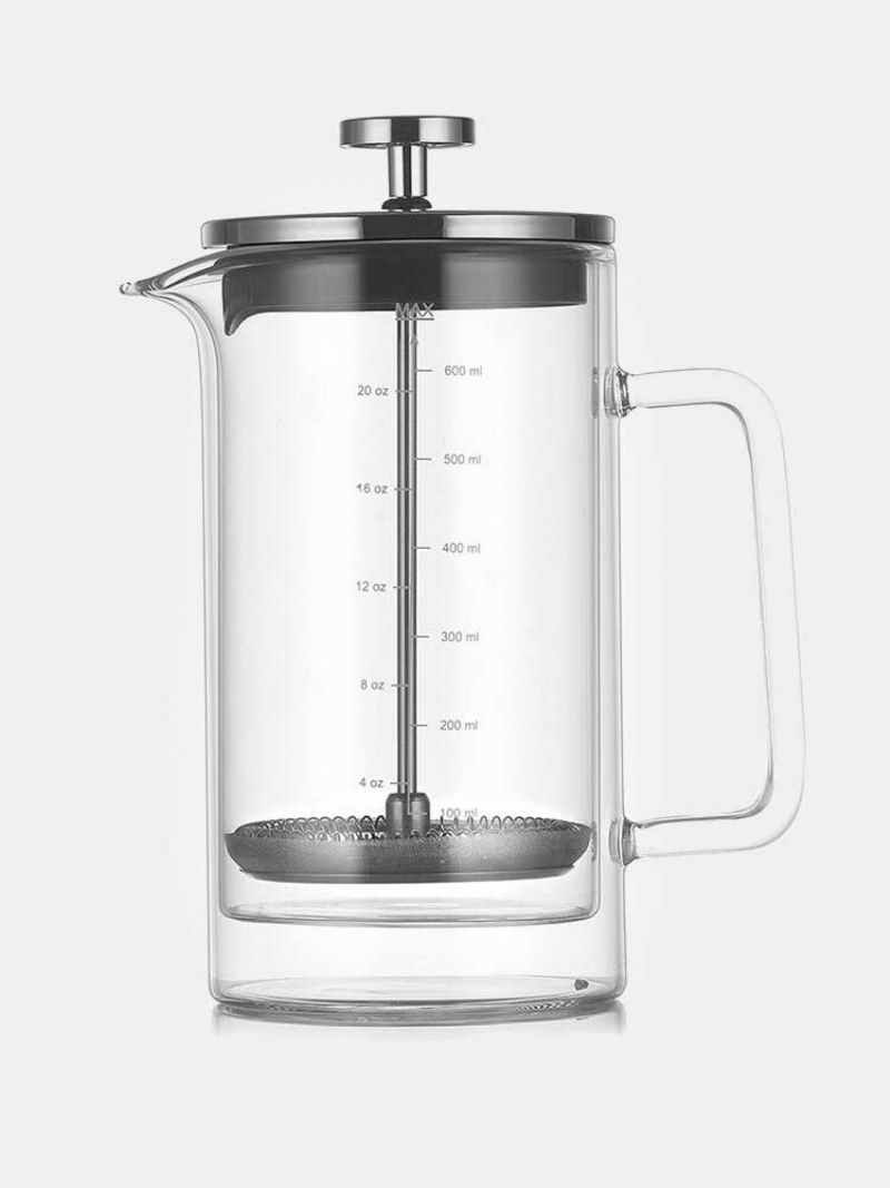 1 Stk Varmebestandig 300/600 Ml Dobbeltlags Glass Te Kaffetrakter Krus Gryte Med Filter Infuser Rett Kjøkkenverktøy