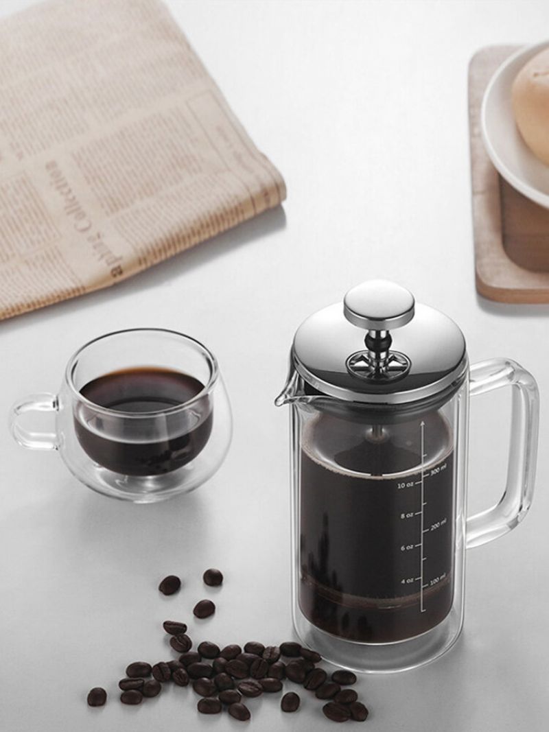 1 Stk Varmebestandig 300/600 Ml Dobbeltlags Glass Te Kaffetrakter Krus Gryte Med Filter Infuser Rett Kjøkkenverktøy