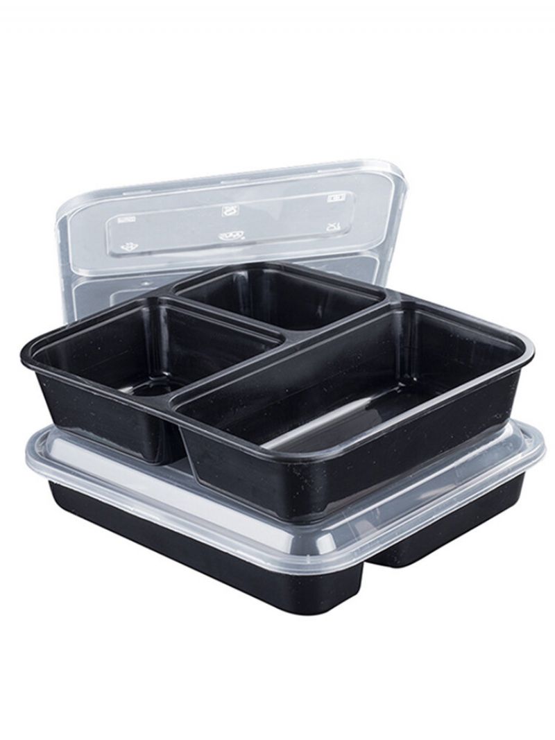 10 Meal Prep Engangsboks Lunsj Bpa-frie Bokser Plastmatbokser Three Grid